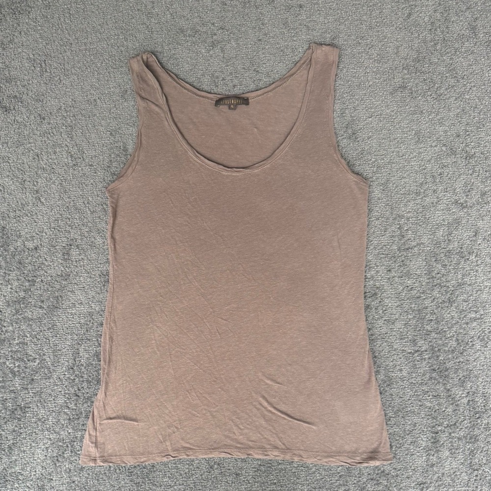 Apostrophe Women XL Taupe Brown Linen Blend Scoop Neck Tank Top Sleeveless 3206